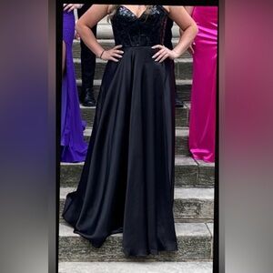 Sherri Hill Black Satin Gown